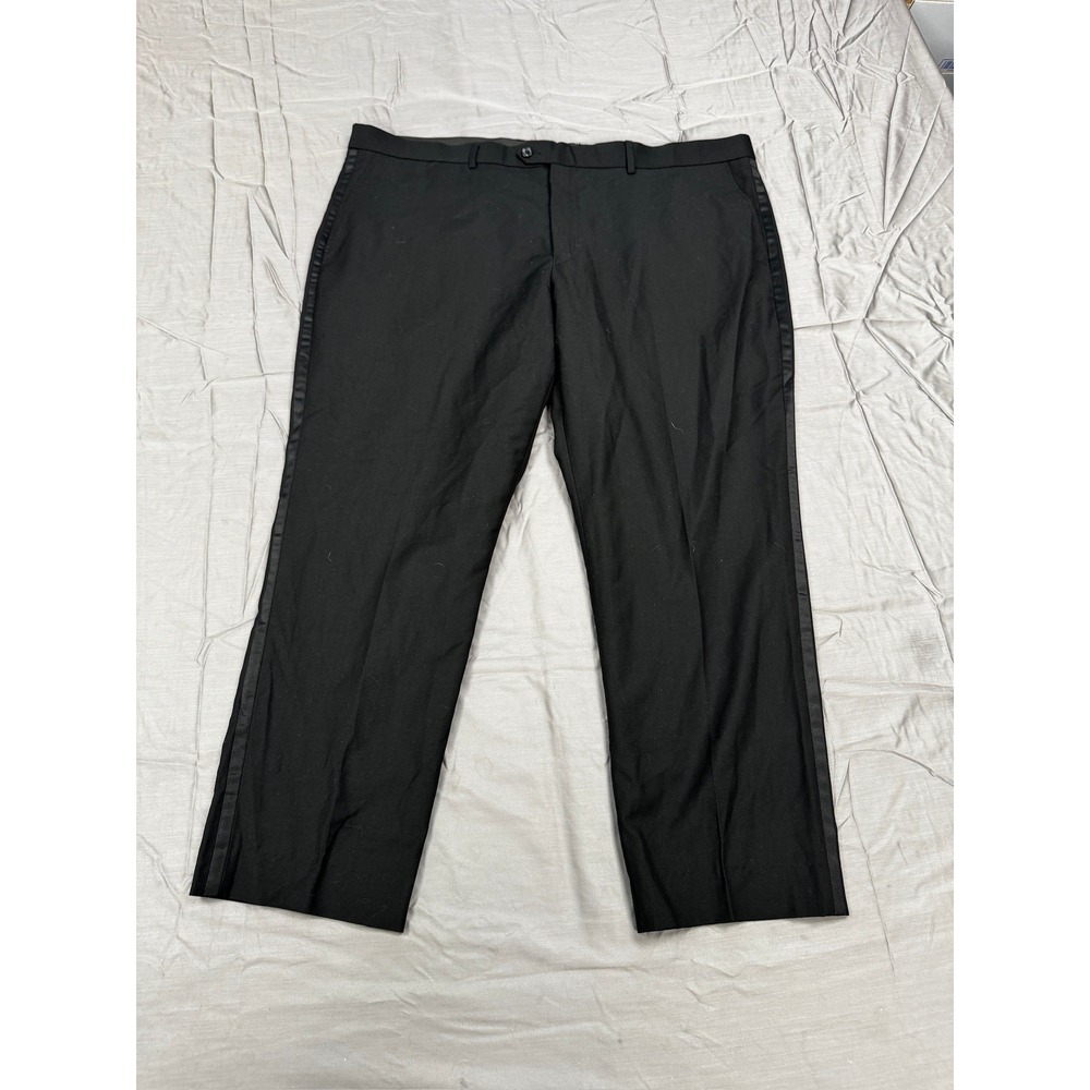 Giovanni Testi Mens Black Tuxedo Dress Pants Satin Side Stripe Size 46x28